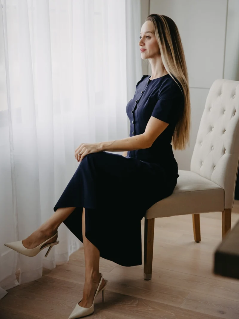 Elizabeth Summer Navy Dress elegant dress