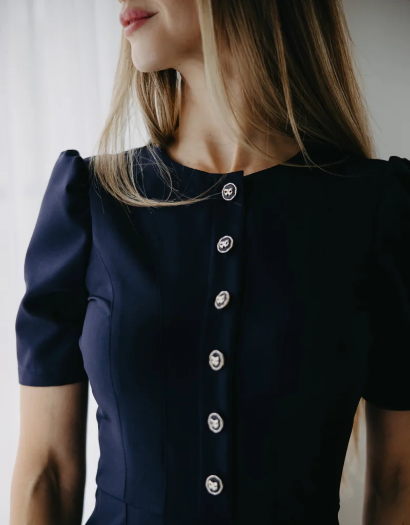 Elizabeth Summer Navy Dress elegant dress