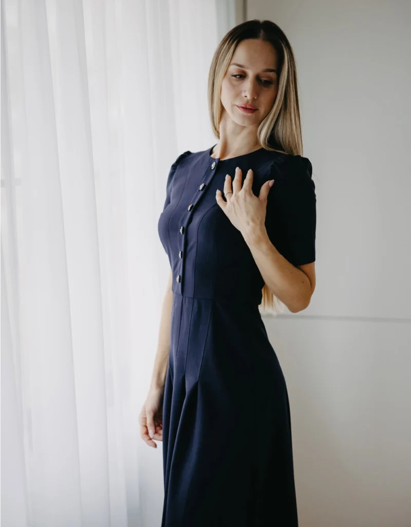 Elizabeth Summer Navy Dress elegant dress